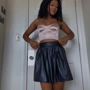 Black vegan leather skirt from Nastygal.com, vintage skater style skirt